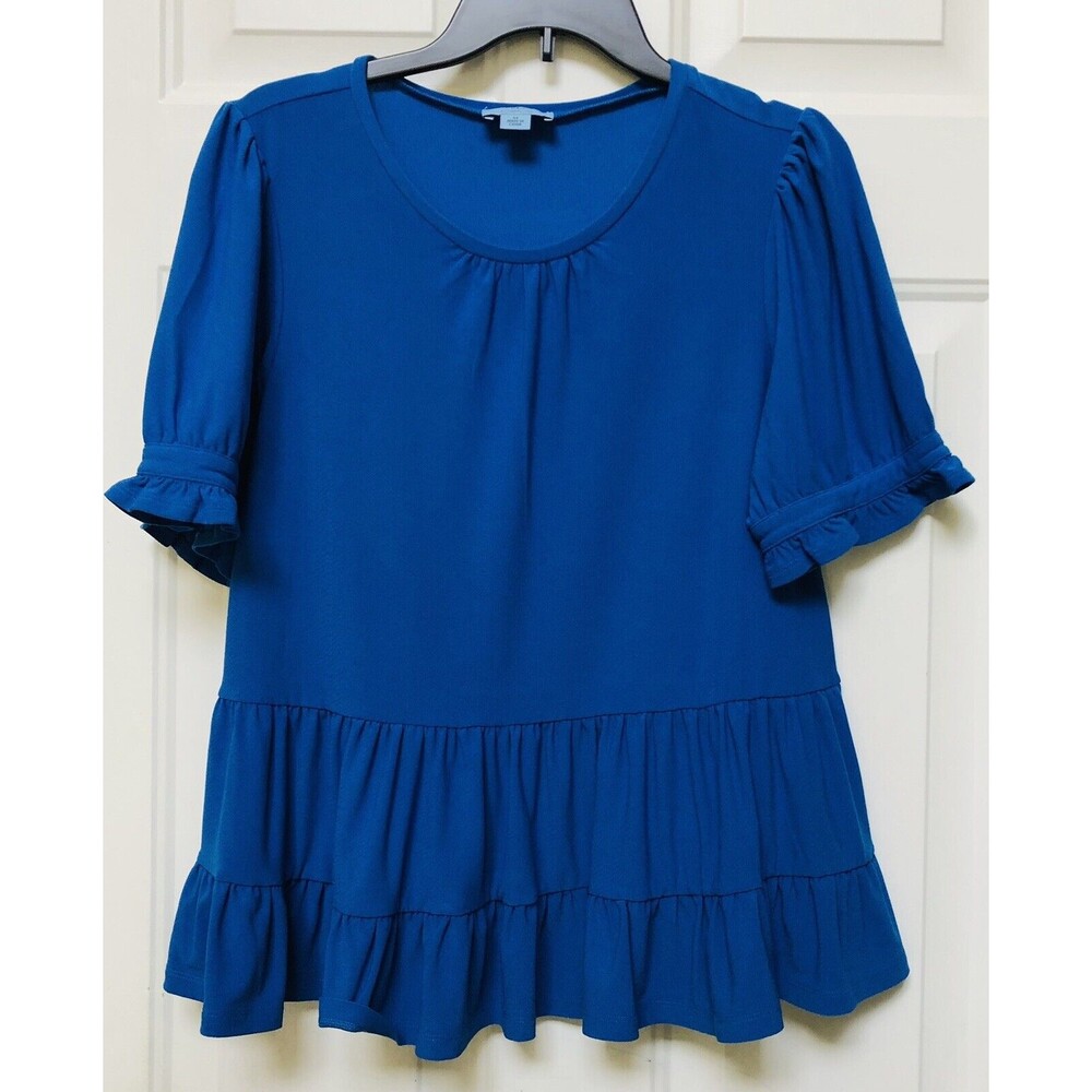 CeCe Blouse Top Women's, Sz. M, Blue, Short Sleeve, Pull Over, Excell/Condit. $